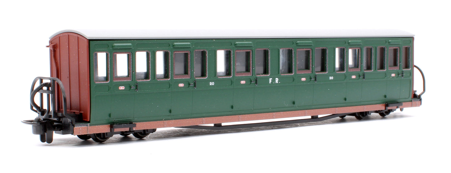 Ffestiniog Railway Long 'Bowsider' Bogie Coach, Colonel Stephens Green, No. 20