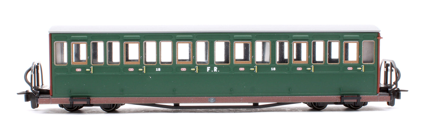 Ffestiniog Railway Short 'Bowsider' Bogie Coach, Colonel Stephens Green, No. 18