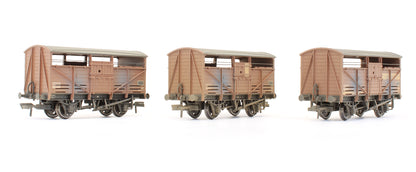 Pre-Owned Set Of 3 BR Bauxite 8 Ton Cattle Wagons - Weathered