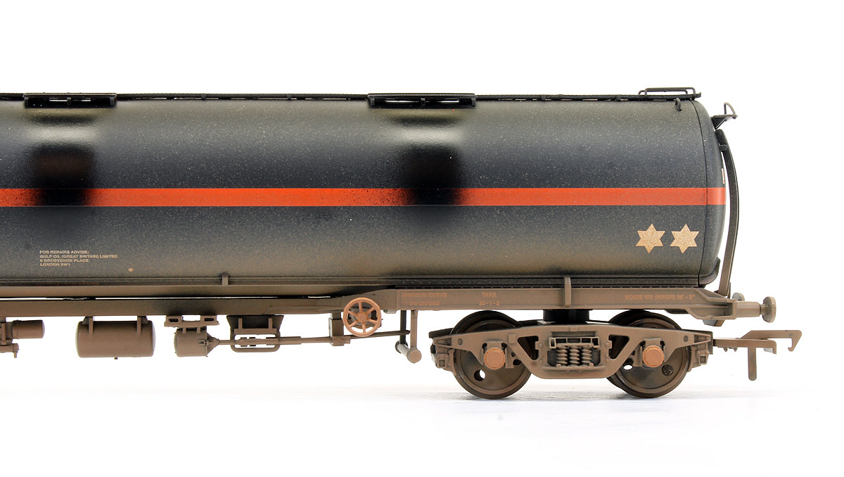 Pre-Owned 100 Ton Bogie Tank Wagon 'Gulf' Black Weathered - Exclusive Edition