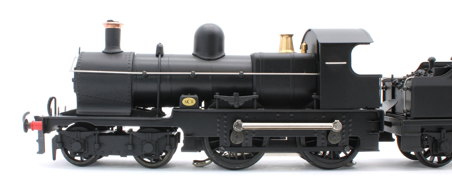 E/30-G "Dukedog" BR Class 4-4-0 BR Early Emblem Unlined Satin Black w/ Black Straight Frame & Churchward Tender Steam Locomotive