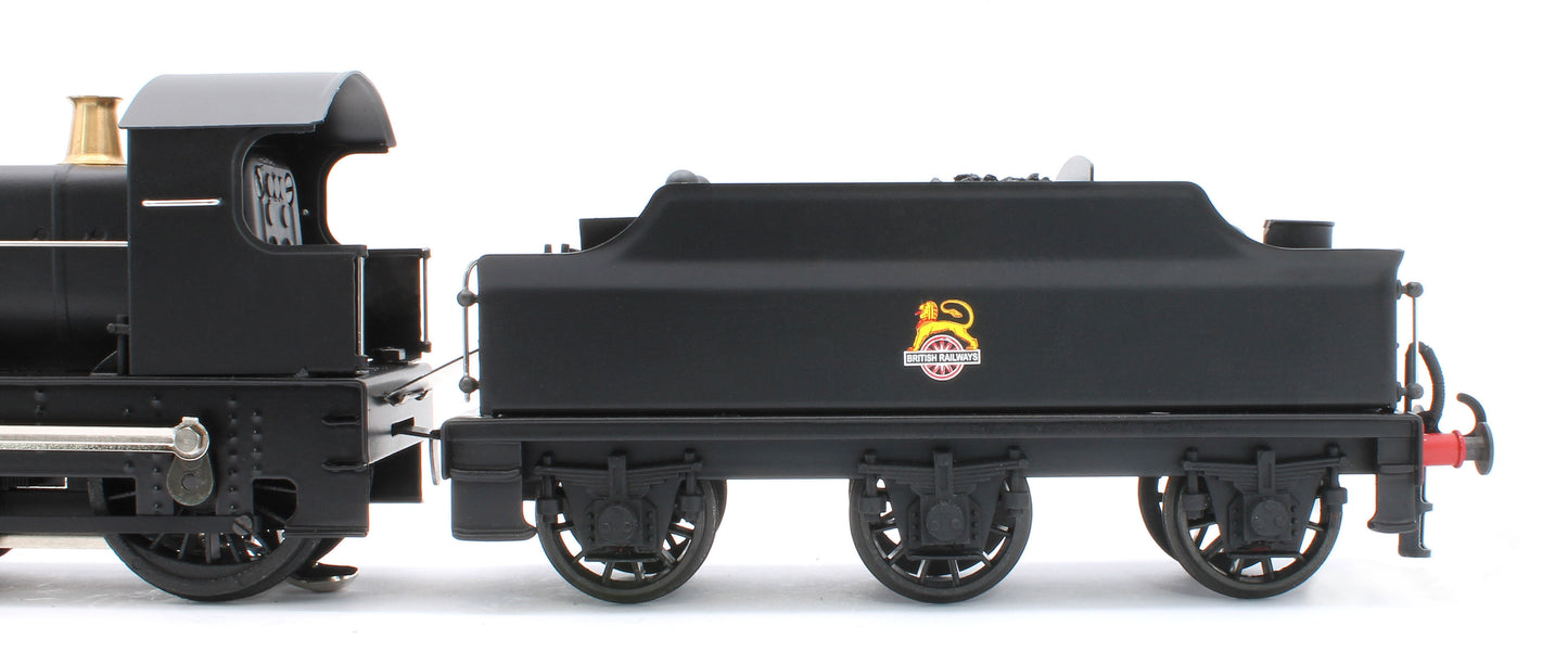 E/30-G "Dukedog" BR Class 4-4-0 BR Early Emblem Unlined Satin Black w/ Black Straight Frame & Churchward Tender Steam Locomotive
