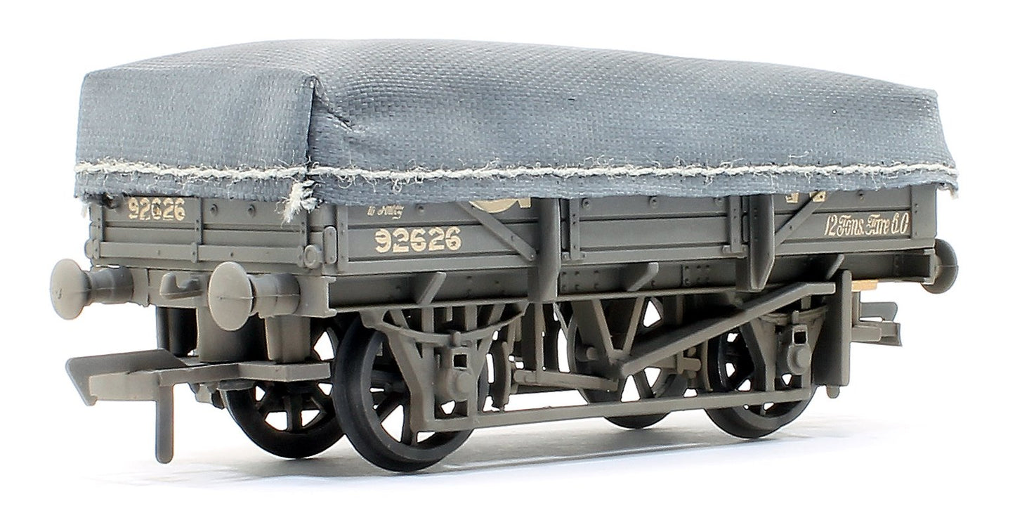 Pre-Owned 33-088A 5 Plank China Clay Wagon GWR Grey With Tarpaulin Cover No.92626 - Weathered