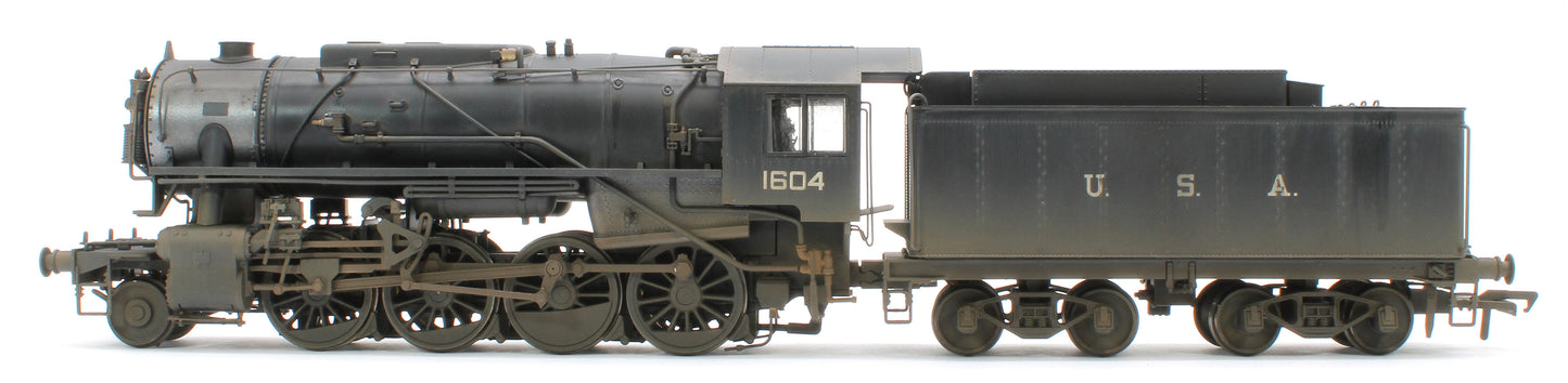 Bespoke Weathered 926001 USATC S160 2-8-0 GWR Wartime Black U.S.A on Tender No.1604 Steam Locomotive - Deluxe Weathered