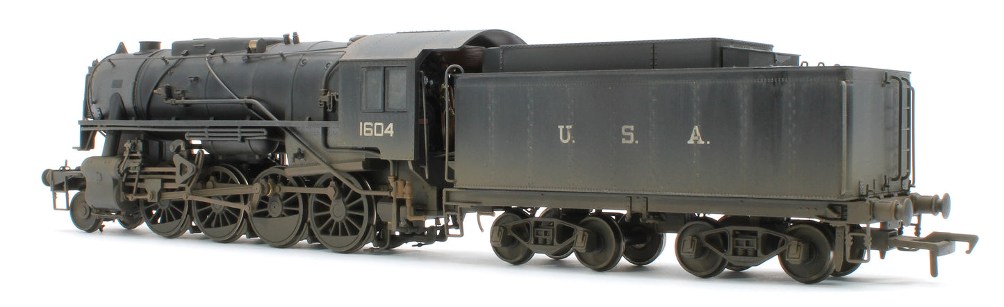 Bespoke Weathered 926001 USATC S160 2-8-0 GWR Wartime Black U.S.A on Tender No.1604 Steam Locomotive - Deluxe Weathered