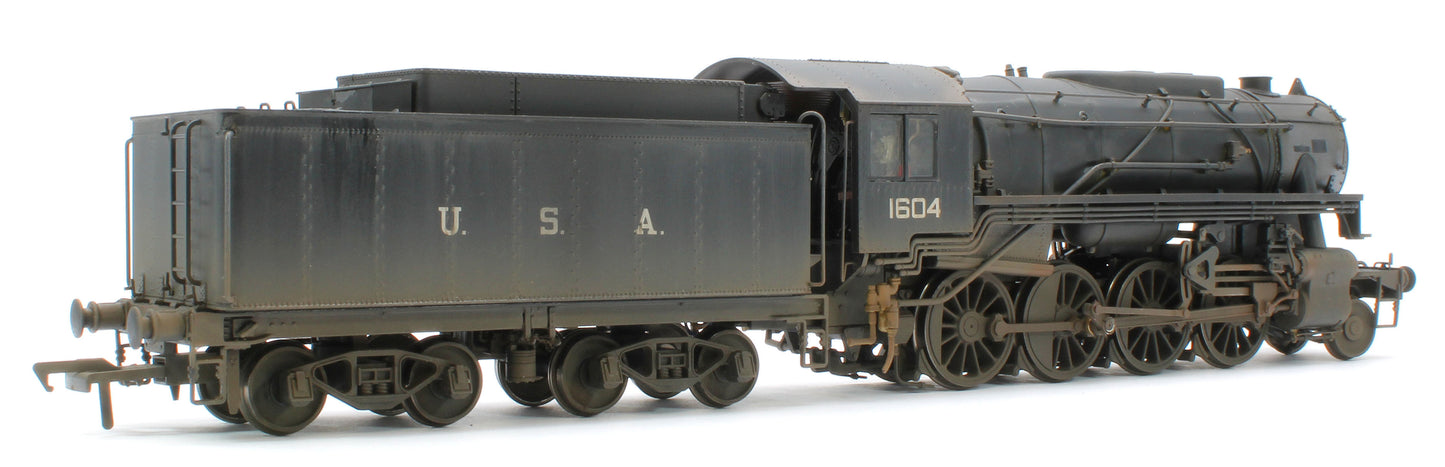 Bespoke Weathered 926001 USATC S160 2-8-0 GWR Wartime Black U.S.A on Tender No.1604 Steam Locomotive - Deluxe Weathered