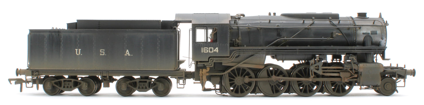 Bespoke Weathered 926001 USATC S160 2-8-0 GWR Wartime Black U.S.A on Tender No.1604 Steam Locomotive - Deluxe Weathered