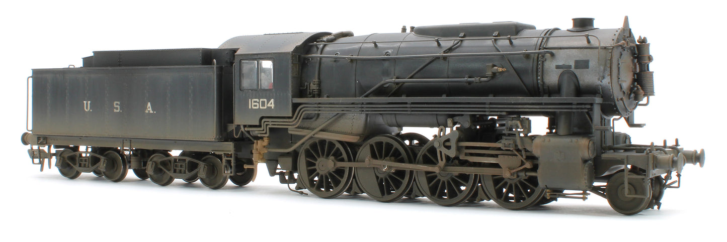 Bespoke Weathered 926501 USATC S160 2-8-0 GWR Wartime Black U.S.A on Tender No.1604 Steam Locomotive - DCC Sound & Deluxe Weathered