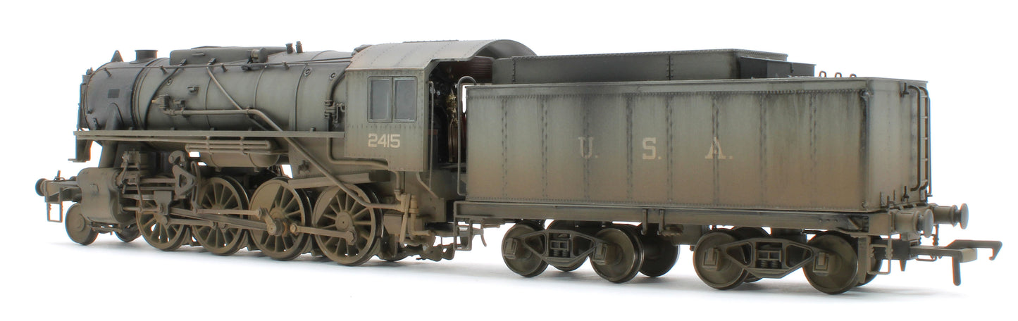 Bespoke Weathered 926002 USATC S160 2-8-0 LMS Wartime Dark Grey U.S.A on Tender No.2415 Steam Locomotive - Deluxe Weathered