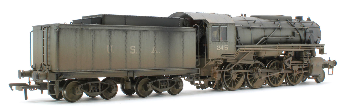 Bespoke Weathered 926002 USATC S160 2-8-0 LMS Wartime Dark Grey U.S.A on Tender No.2415 Steam Locomotive - Deluxe Weathered