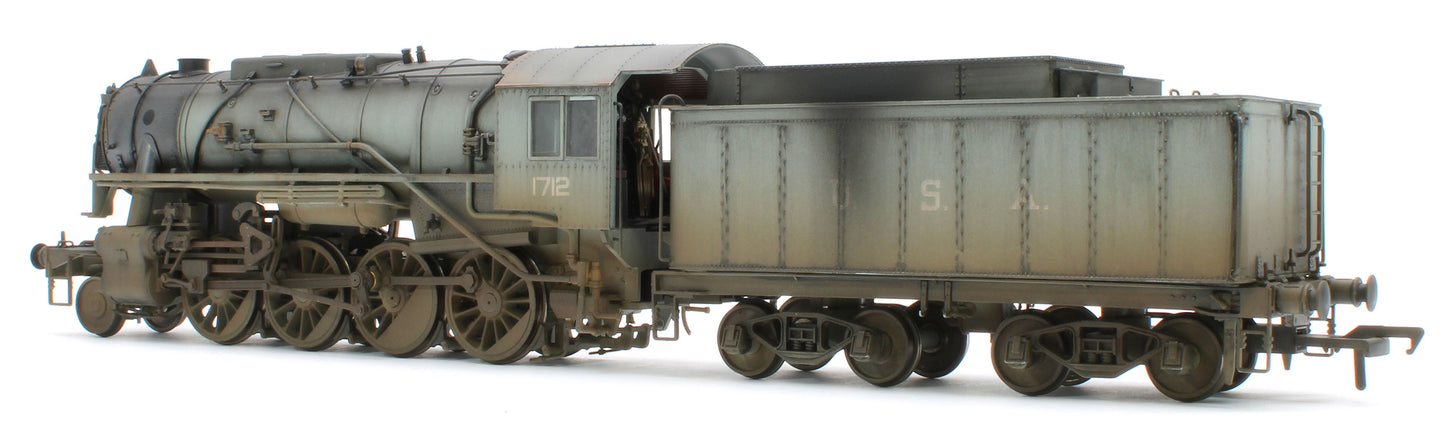 Bespoke Weathered 926003 USATC S160 2-8-0 LNER Wartime Light Grey U.S.A on Tender No.1712 Steam Locomotive - Deluxe Weathered