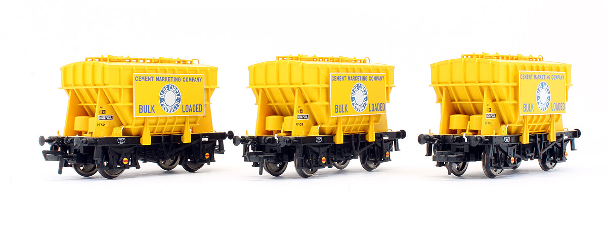 Pre-Owned 38-286 Set Of 3 Presflo 22T Cement Wagons Blue Circle Cement