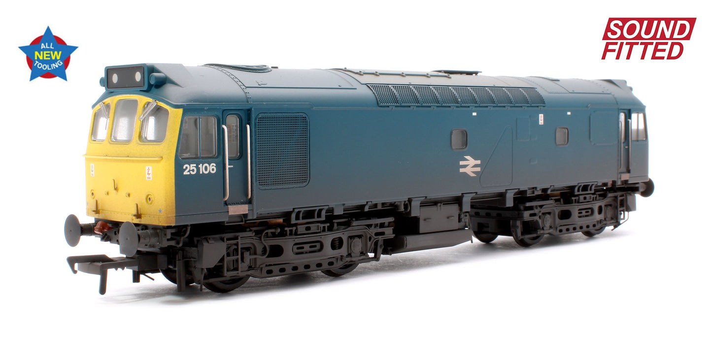 Class 25/2 25106 BR Blue Diesel Locomotive - DCC Sound & Weathered