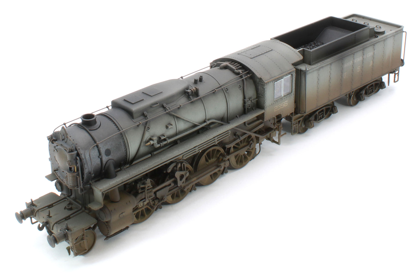 Bespoke Weathered 926004 USATC S160 2-8-0 SR Wartime Light Grey with Transportation Corps U.S.A on Tender No.2356 Steam Locomotive - Deluxe Weathered