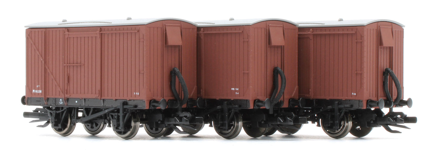 TTR61303 TT:120 Ex-LMS 9ft Wheelbase Fitted BR Bauxite Vans - Pack of 6