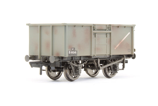 Pre-Owned 37-377 16 Ton Pressed End Door Steel Mineral Wagon BR Grey 'B100245' - Weathered