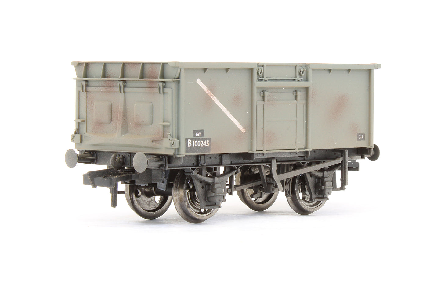 Pre-Owned 37-377 16 Ton Pressed End Door Steel Mineral Wagon BR Grey 'B100245' - Weathered