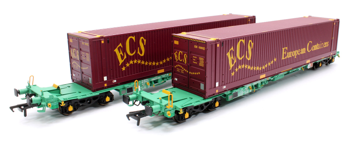 Pre-Owned Pair of Intermodal Bogie Wagon With 45ft 'ECS' Containers