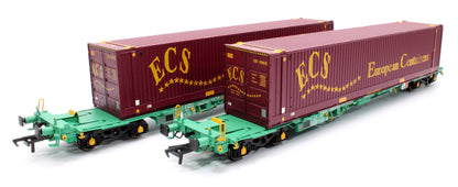 Pre-Owned Pair of Intermodal Bogie Wagon With 45ft 'ECS' Containers