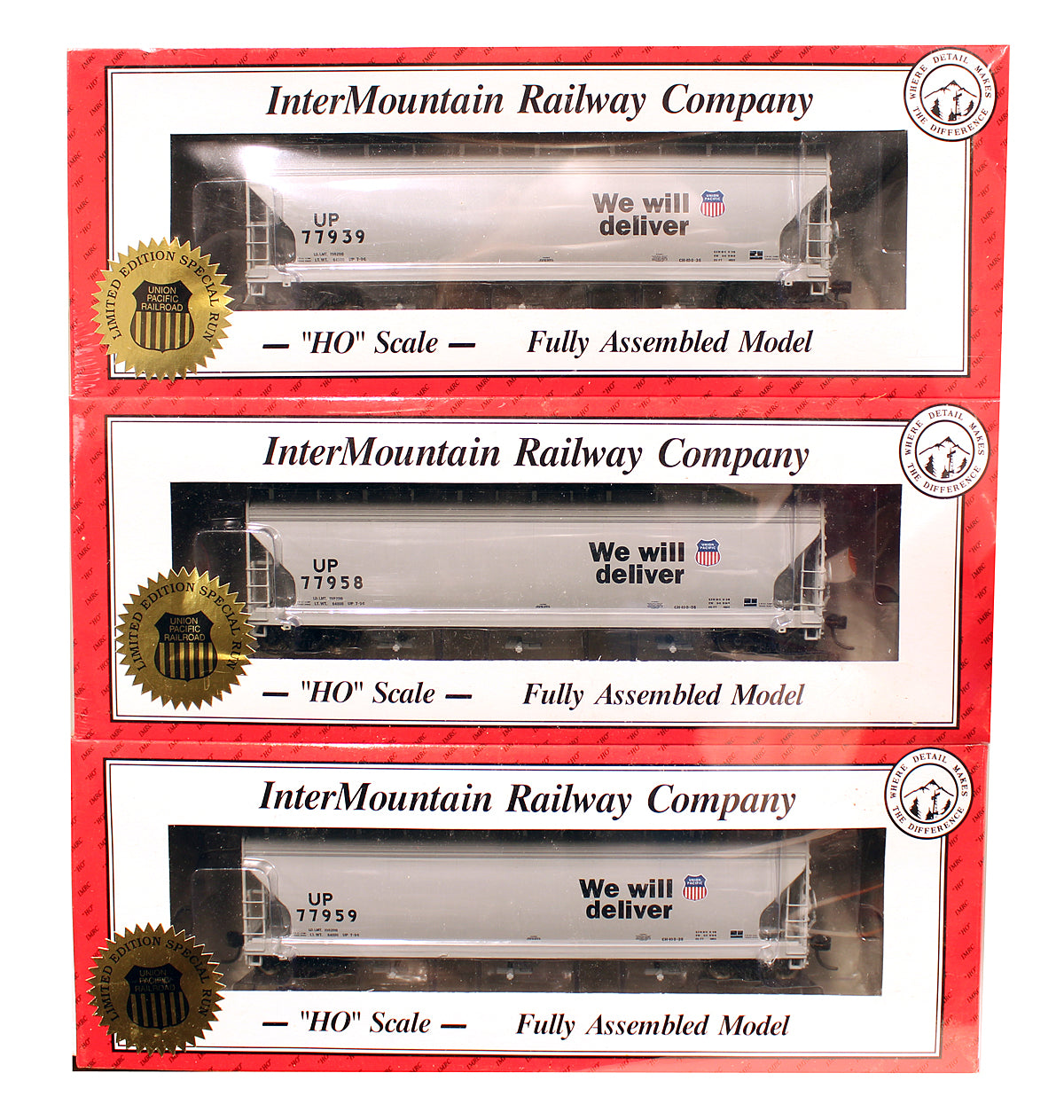 Pre-Owned Set Of 3 Union Pacific 4600 3-Bay ACF 'We Will Deliver' Covered Hopper Cars