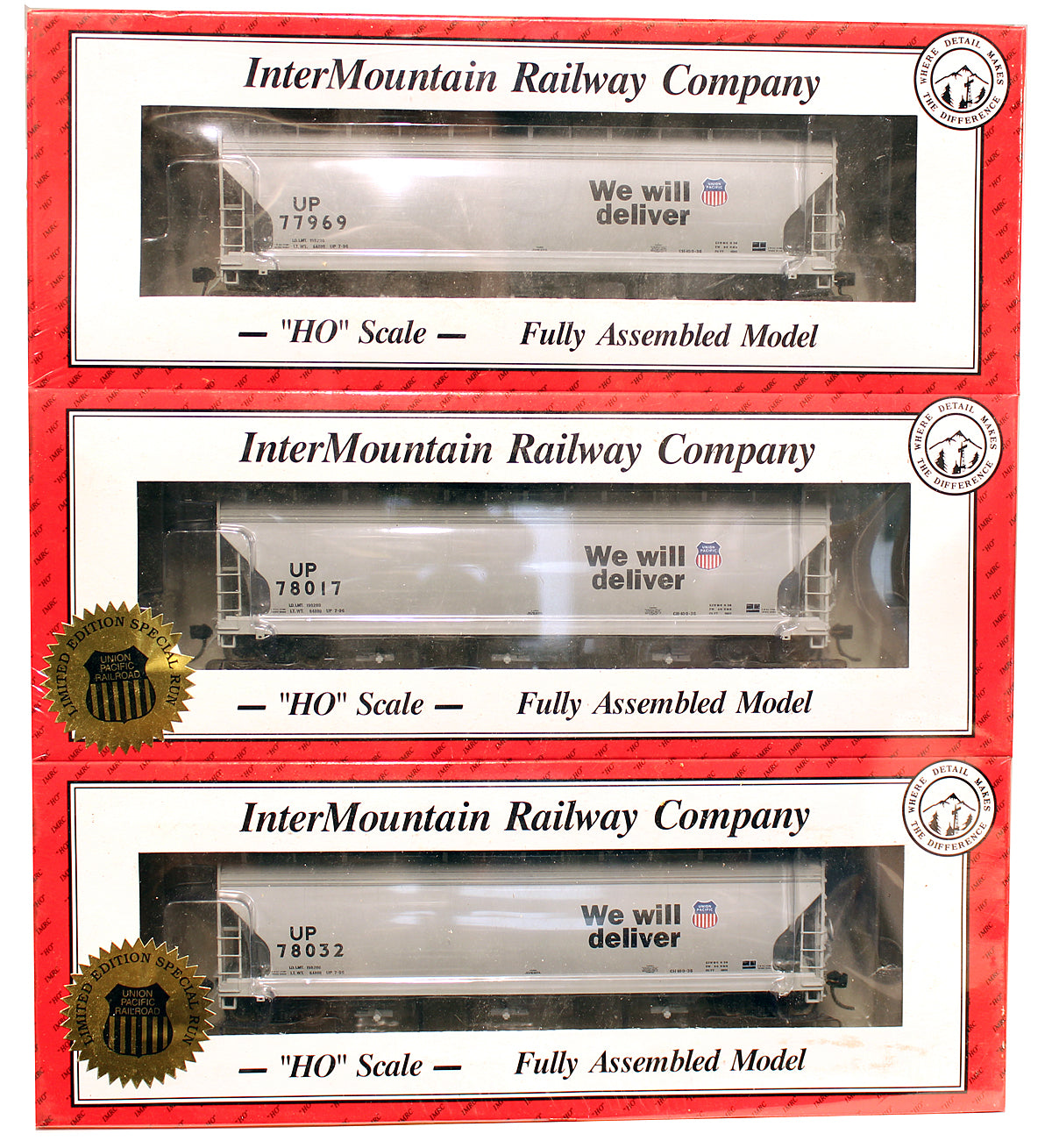 Pre-Owned Set Of 3 Union Pacific 4600 3-Bay ACF 'We Will Deliver' Covered Hopper Cars