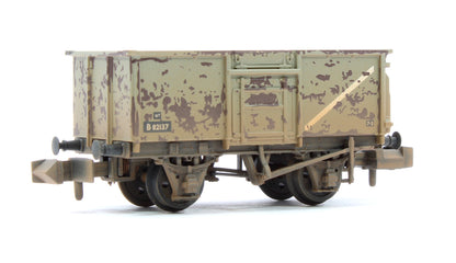 BR 16T Steel Mineral with Top Flap Doors 3-Wagon Pack BR Grey with loads - Weathered