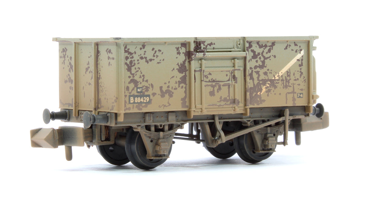 BR 16T Steel Mineral with Top Flap Doors 3-Wagon Pack BR Grey with loads - Weathered