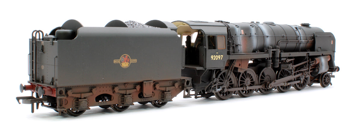 BR Standard 9F (Tyne Dock) with BR1B Tender 92097 BR Black (Late Crest) Steam Locomotive - Weathered