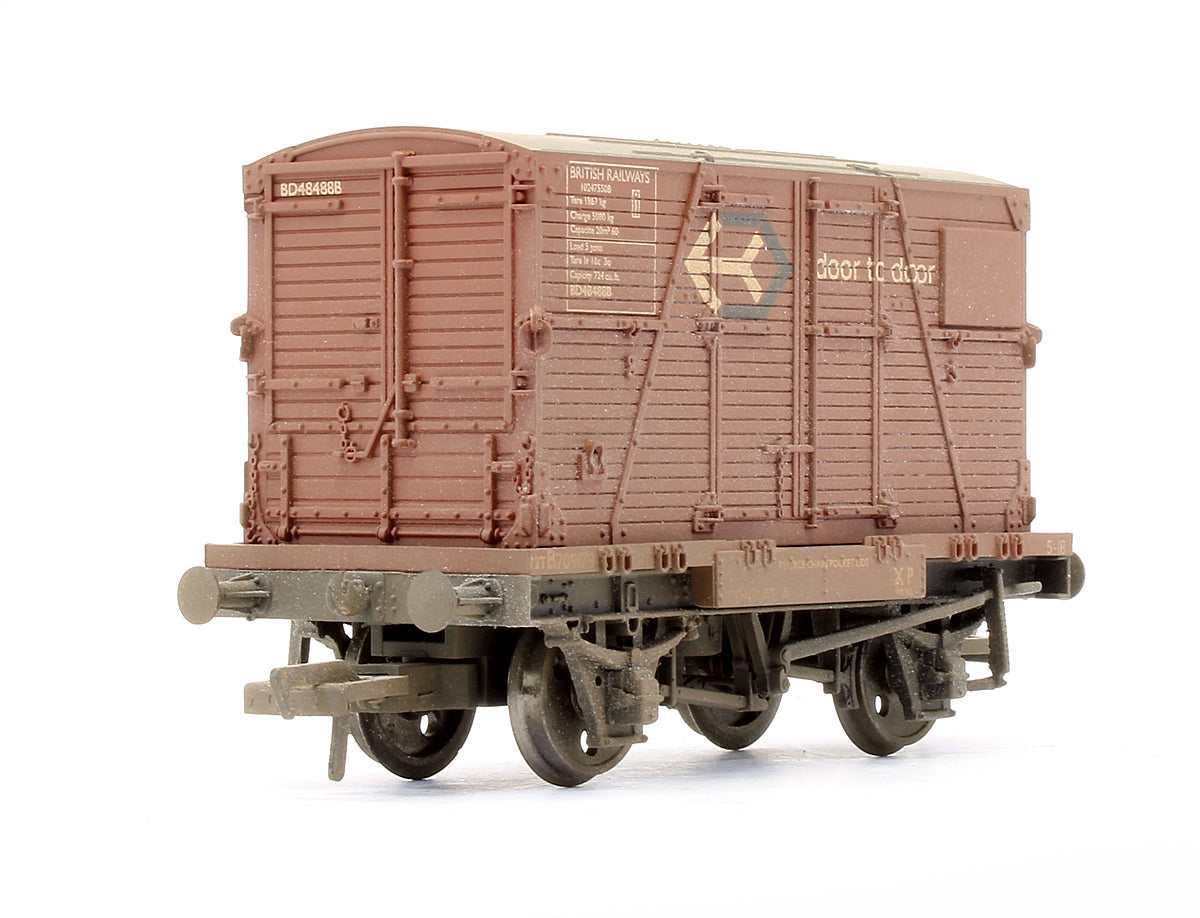 Pre-Owned Set Of 3 Conflats BR Bauxite With BD Containers BR Crimson (Weathered) (Exclusive Edition)