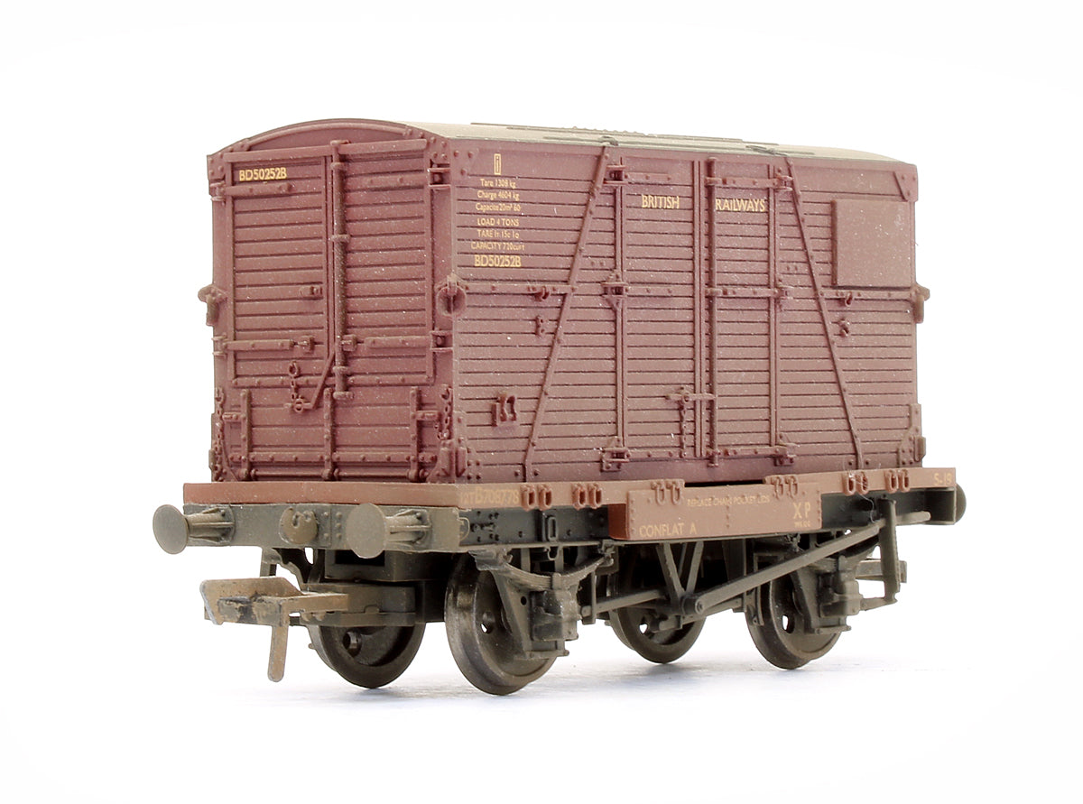 Pre-Owned Set Of 3 Conflats BR Bauxite With BD Containers BR Crimson (Weathered) (Exclusive Edition)