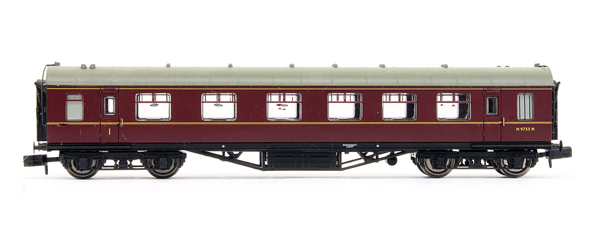 Pre-Owned 374-852 Stanier Composite First & Second Coach BR Maroon 'M9755M'