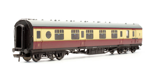 LMS 60ft Porthole Coach Corridor Brake 1st BR Crimson & Cream 'M 5077 M' - Weathered