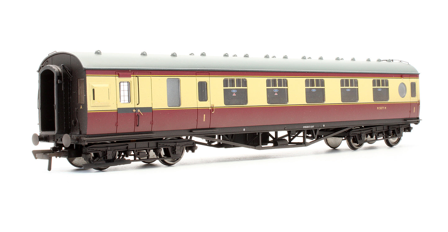 Pre-Owned LMS 60ft Porthole Coach Corridor Brake 1st BR Crimson & Cream 'M 5077 M' - Weathered