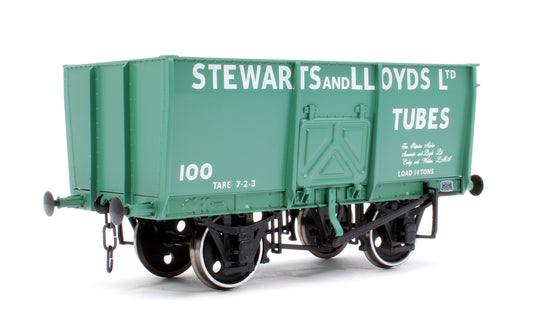 14T Slope Sided Mineral Wagon Green 100 Stewart & Lloyd