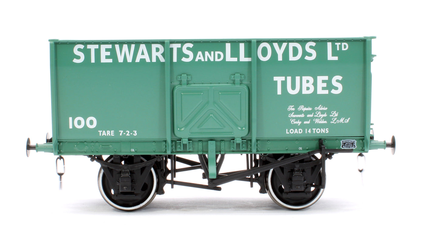 14T Slope Sided Mineral Wagon Green 100 Stewart & Lloyd