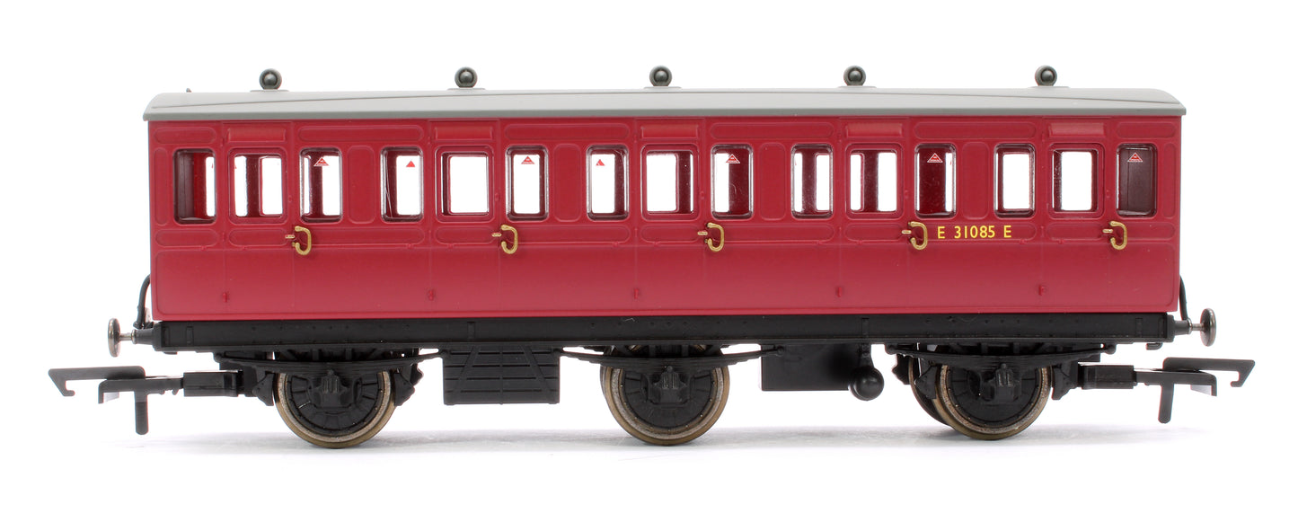 Pre-Owned 6 Wheel Coach 3rd Class BR Crimson E31085E