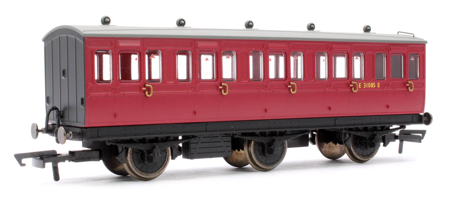 Pre-Owned 6 Wheel Coach 3rd Class BR Crimson E31085E