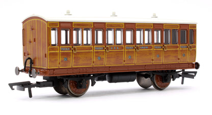 Pre-Owned R40104A 4 Wheel Coach 3rd Class GNR Lined Teak No.1505 with Fitted Lights