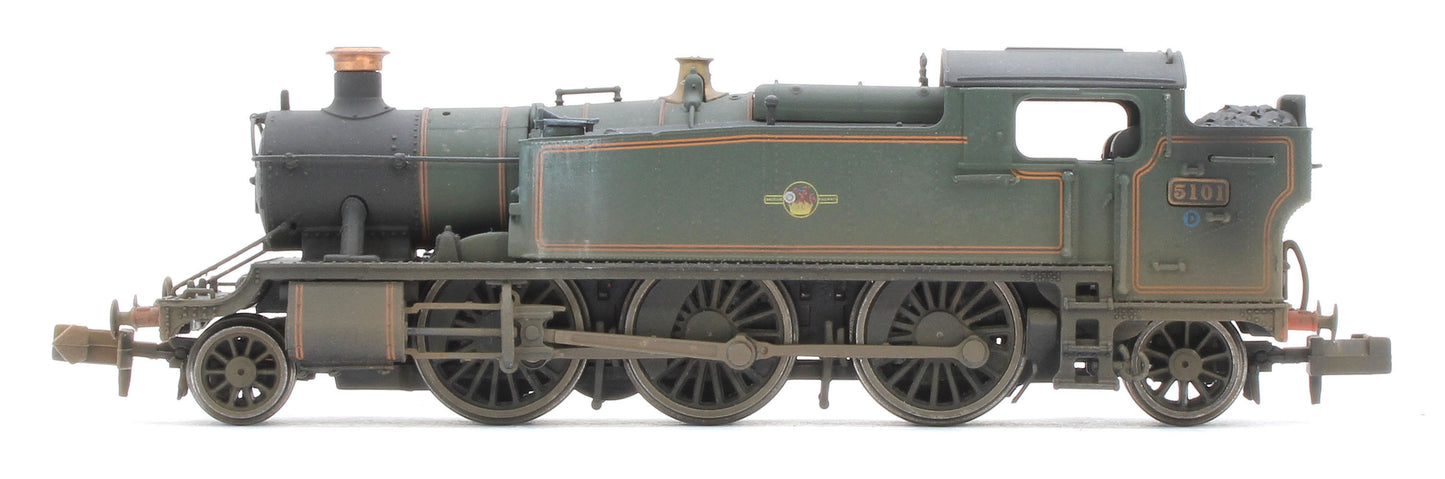 S2103-07W Bespoke Weathered Class 5101 Large Prairie British Railways BR Lined Green (Late Crest) 2-6-2 Tank Locomotive No.5101