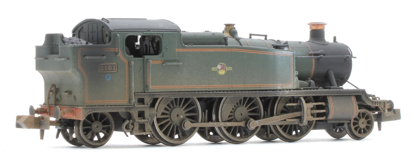 S2103-07W Bespoke Weathered Class 5101 Large Prairie British Railways BR Lined Green (Late Crest) 2-6-2 Tank Locomotive No.5101