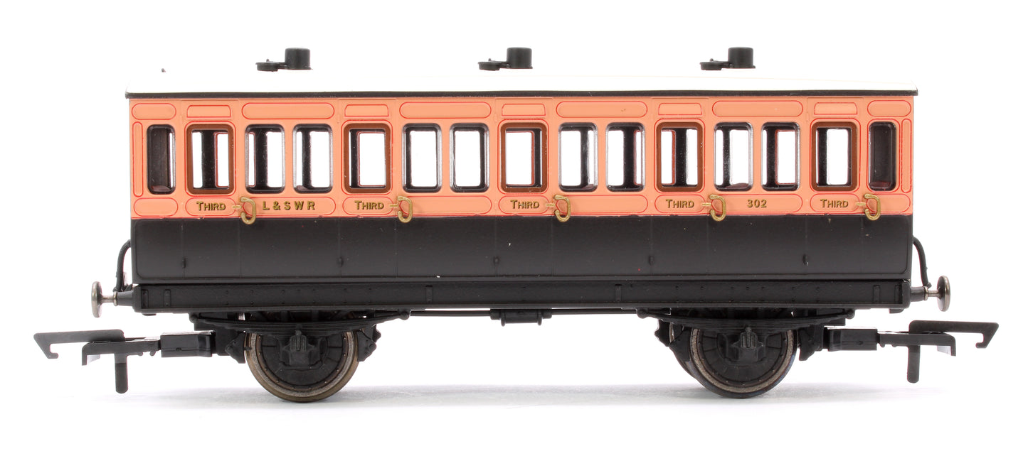 4 Wheel Coach 3rd Class LSWR Brown No.302