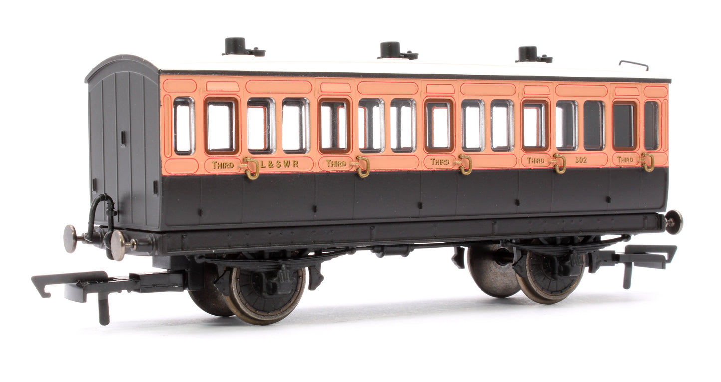 4 Wheel Coach 3rd Class LSWR Brown No.302