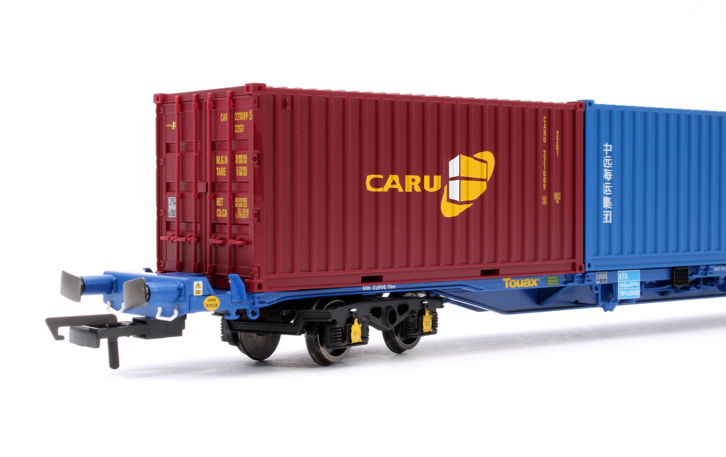 R60132 Pre-Owned Touax KFA Container Wagon 93428 with 1 x 20' & 1 x 40' Containers