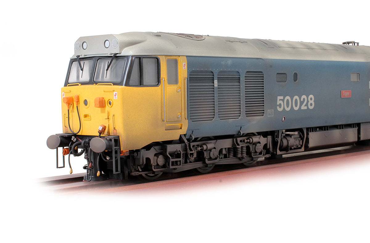 Pre-Owned BR Large Logo Blue Class 50028 'Tiger' Diesel Locomotive - Custom Weathered