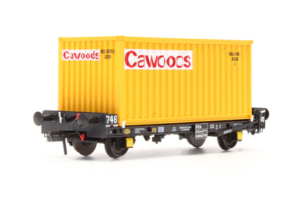 Pre-Owned ACC2061-CWD-B Set of 3 PFA Container Flat Wagons with Cawoods Coal Containers
