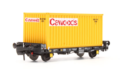 Pre-Owned ACC2061-CWD-B Set of 3 PFA Container Flat Wagons with Cawoods Coal Containers