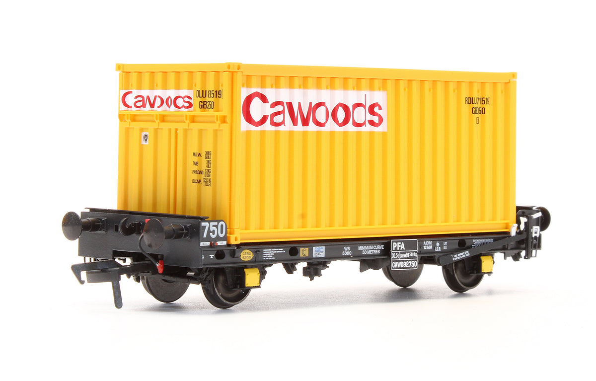 Pre-Owned ACC2061-CWD-B Set of 3 PFA Container Flat Wagons with Cawoods Coal Containers