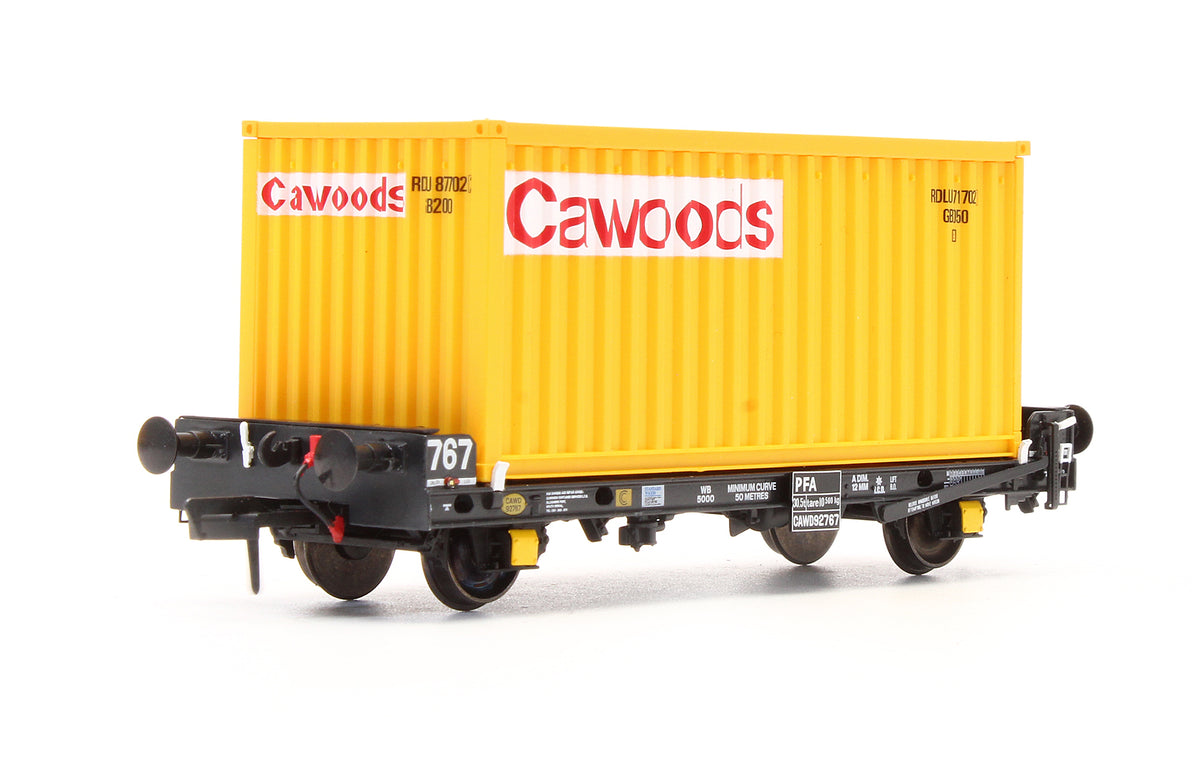 Pre-Owned ACC2063-CWD-D Set of 3 PFA Container Flat Wagons with Cawoods Coal Containers