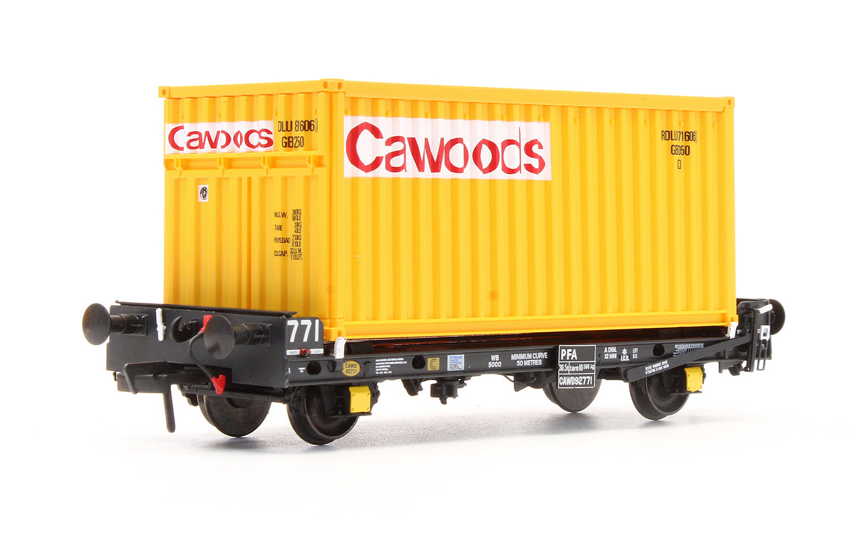 Pre-Owned ACC2063-CWD-D Set of 3 PFA Container Flat Wagons with Cawoods Coal Containers
