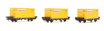 Pre-Owned ACC2062-CWD-C Set of 3 PFA Container Flat Wagons with Cawoods Coal Containers